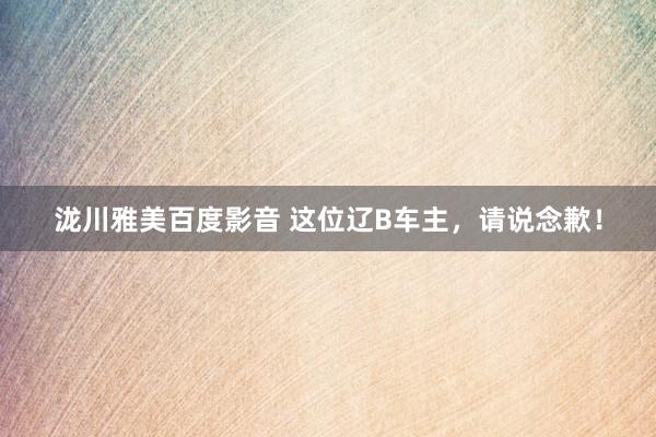泷川雅美百度影音 这位辽B车主,请说念歉!