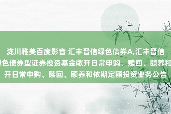 泷川雅美百度影音 汇丰晋信绿色债券A,汇丰晋信绿色债券C: 汇丰晋信绿色债券型证券投资基金敞开日常申购、赎回、颐养和依期定额投资业务公告