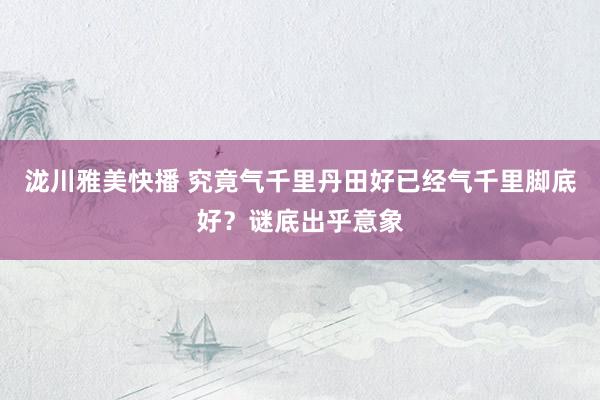 泷川雅美快播 究竟气千里丹田好已经气千里脚底好？谜底出乎意象