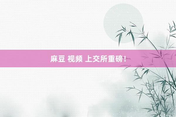 麻豆 视频 上交所重磅！