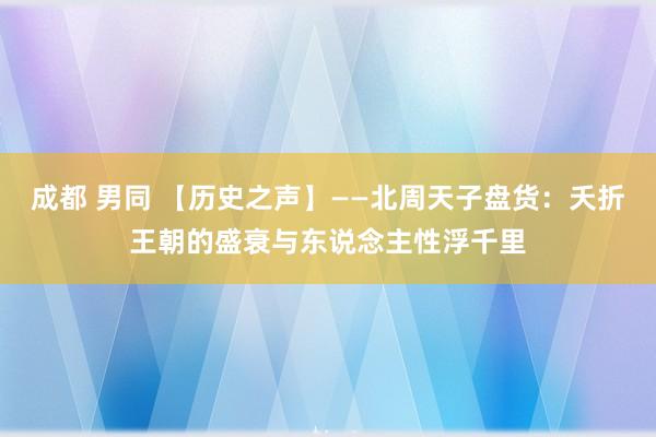 成都 男同 【历史之声】——北周天子盘货：夭折王朝的盛衰与东说念主性浮千里