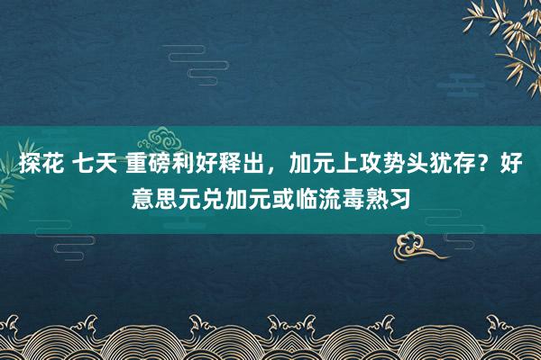 探花 七天 重磅利好释出，加元上攻势头犹存？好意思元兑加元或临流毒熟习