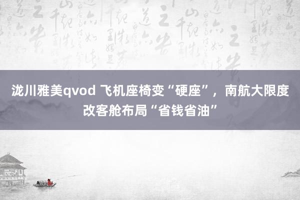 泷川雅美qvod 飞机座椅变“硬座”，南航大限度改客舱布局“省钱省油”
