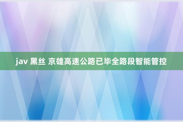 jav 黑丝 京雄高速公路已毕全路段智能管控
