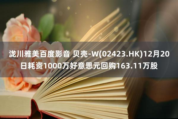 泷川雅美百度影音 贝壳-W(02423.HK)12月20日耗资1000万好意思元回购163.11万股