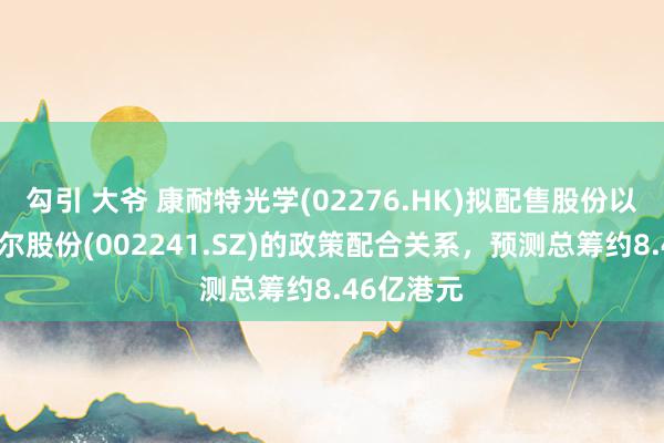 勾引 大爷 康耐特光学(02276.HK)拟配售股份以强化与歌尔股份(002241.SZ)的政策配合关系，预测总筹约8.46亿港元