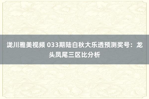 泷川雅美视频 033期陆白秋大乐透预测奖号：龙头凤尾三区比分析