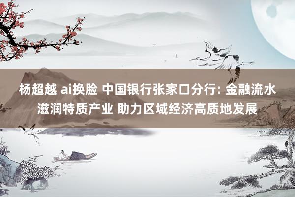 杨超越 ai换脸 中国银行张家口分行: 金融流水滋润特质产业 助力区域经济高质地发展