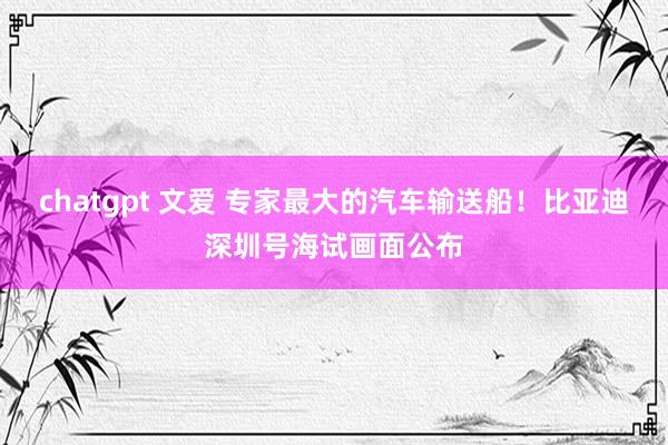 chatgpt 文爱 专家最大的汽车输送船！比亚迪深圳号海试画面公布