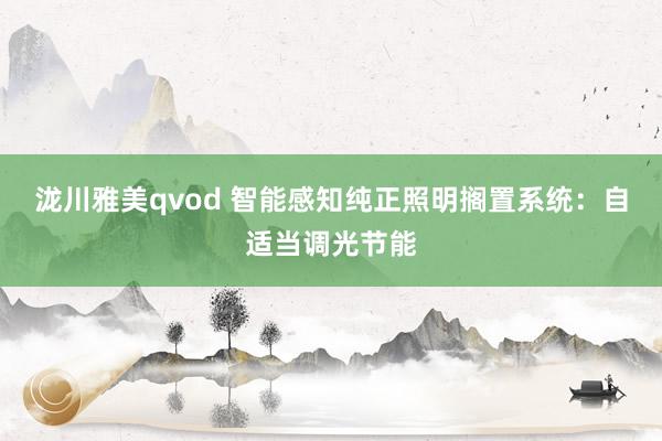 泷川雅美qvod 智能感知纯正照明搁置系统：自适当调光节能