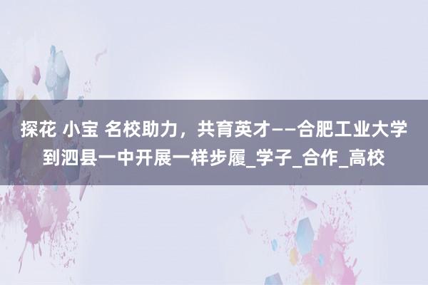 探花 小宝 名校助力，共育英才——合肥工业大学到泗县一中开展一样步履_学子_合作_高校