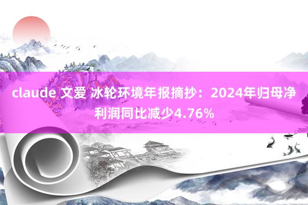 claude 文爱 冰轮环境年报摘抄：2024年归母净利润同比减少4.76%