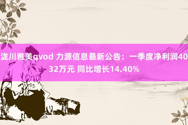 泷川雅美qvod 力源信息最新公告：一季度净利润4032万元 同比增长14.40%