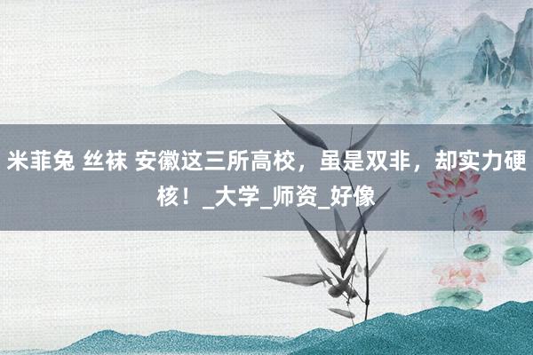 米菲兔 丝袜 安徽这三所高校，虽是双非，却实力硬核！_大学_师资_好像