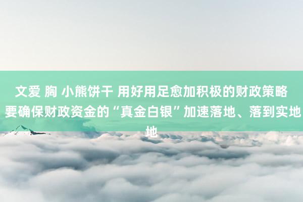 文爱 胸 小熊饼干 用好用足愈加积极的财政策略 要确保财政资金的“真金白银”加速落地、落到实地