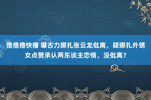 撸撸撸快播 曝古力娜扎张云龙仳离，疑娜扎外甥女点赞承认两东谈主恋情，没仳离？
