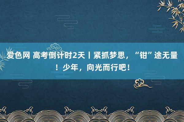 爱色网 高考倒计时2天丨紧抓梦思，“钳”途无量！少年，向光而行吧！