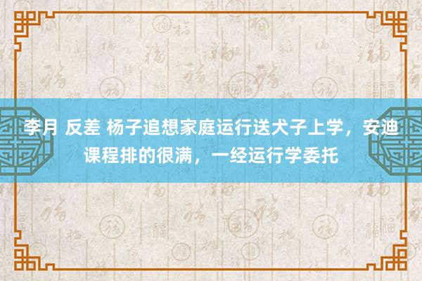 李月 反差 杨子追想家庭运行送犬子上学，安迪课程排的很满，一经运行学委托